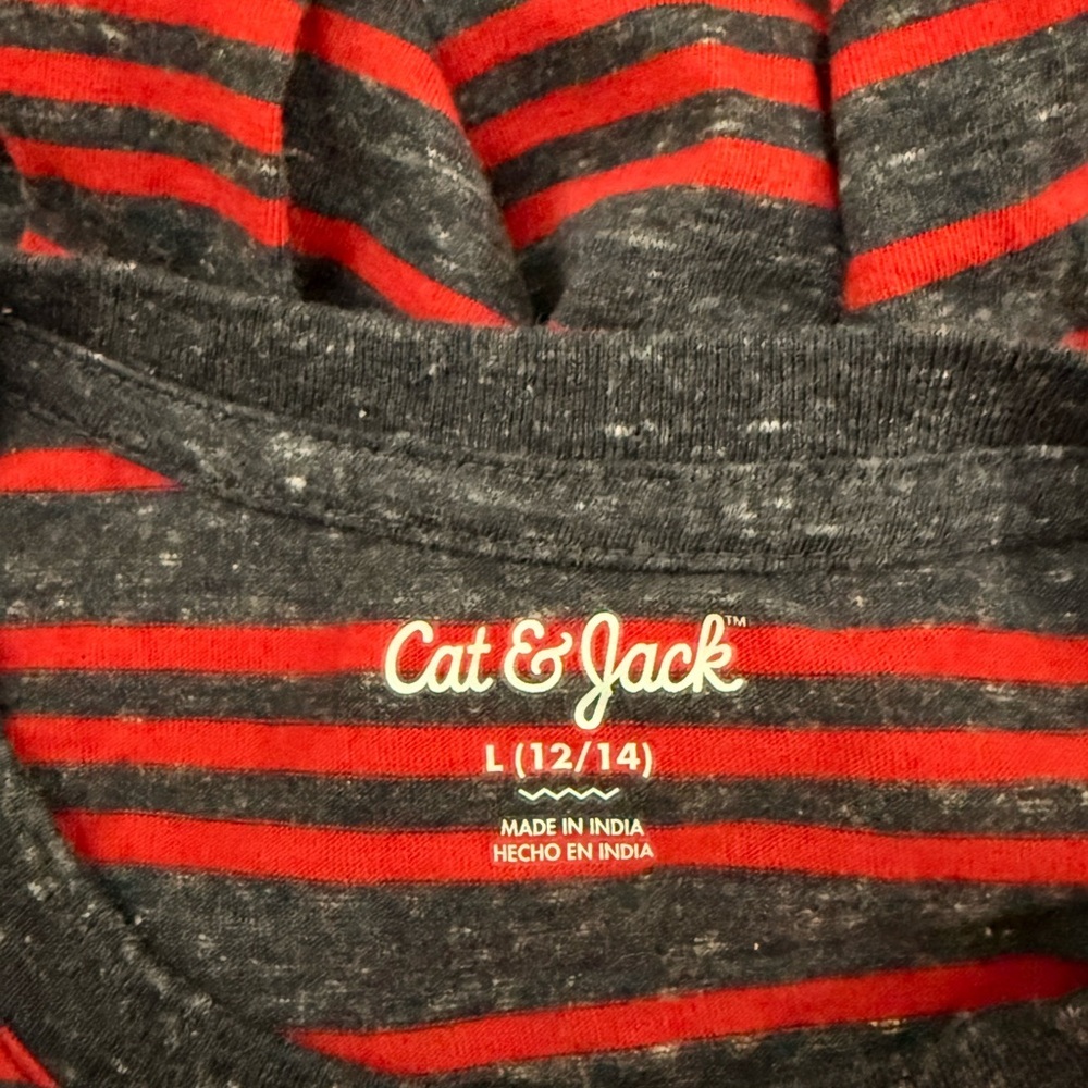 ADD ON $6 Cat & Jack Red and Navy Striped Short Sleeve Tee - Picture 2 of 4